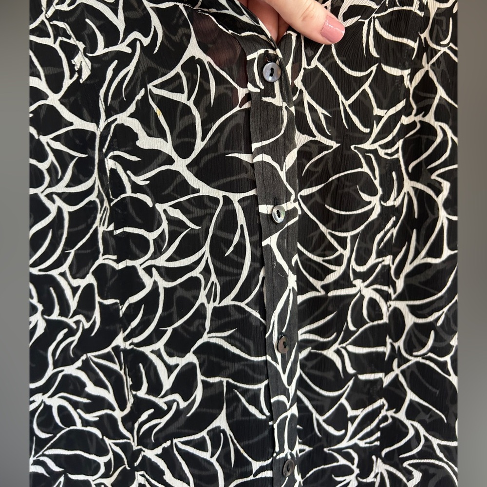 Y2K CHICO’S Sheer Silk Button Down Tunic Top Art Wear Minimalist Boho Size XL - Picture 7 of 15